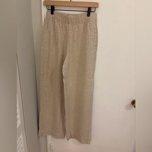 Abercrombie Wide-Leg Linen Pants - Beige